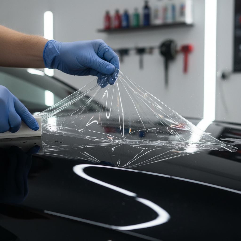 Paint protection film being applied